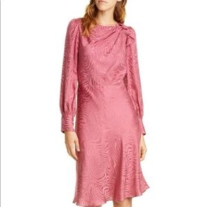 NWT Rebecca Taylor Pink Silk Long Sleeve Printed Dress